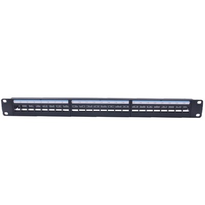 1U Cabinet Pass-Through 24 Port CAT6 Patch Panel RJ45 Connec