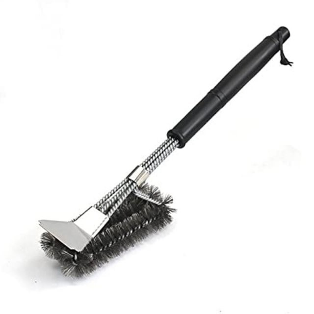2022 New 3 In 1 Grill Brush with Scraper Stainless Steel Wir