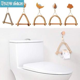 Toilet Paper Holder Wall Hanging Tissue Hanger Wood Decorati