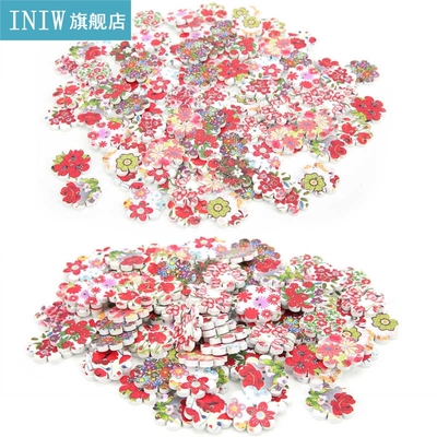 Craft Wooden Buttons Painted Flowers Buttons Wooden Assorte