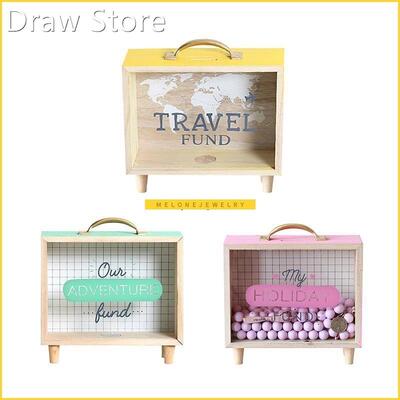Ins Stylish Art Wood Piggy Bank Money Saving Box Bedroom Des