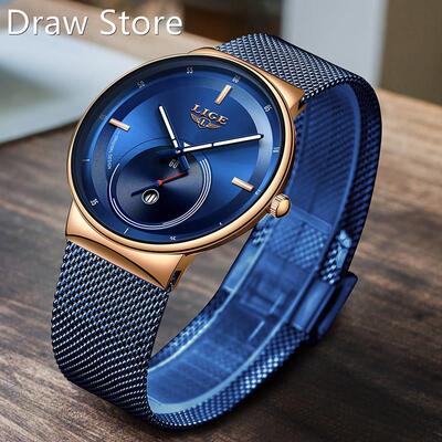 Relogio Masculino LIGE New Design Blue Quartz Watch Mens Wa