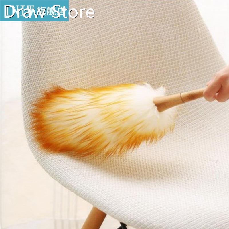 1PC Wood Handle Lambswool Dusters Home Cleaning Dust Sweep B