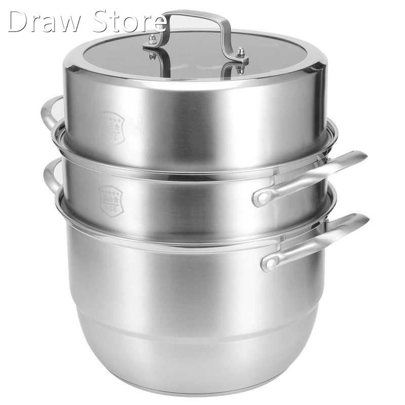 3 Tier Steam Pot Food Grade Steamers with Lid Stackable Stea