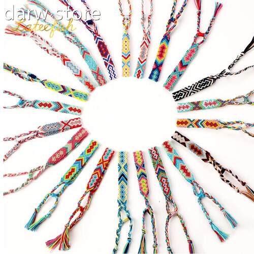 Adjustable C1usom Cotton Destig Bracelet Vinagte Handnmade R