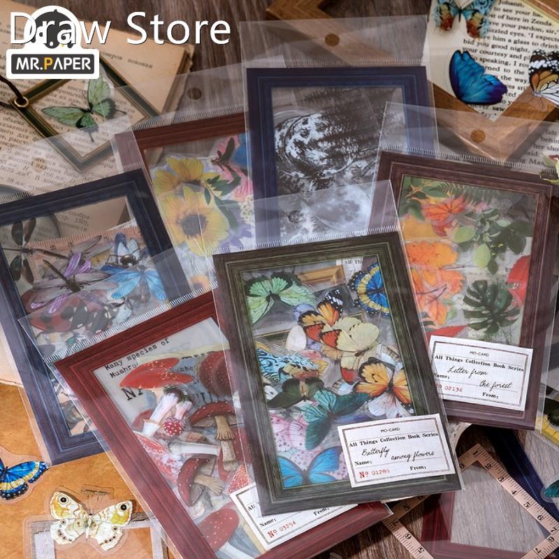 Mr.paper 45 Pcs 6 Designs Butterfly Mushroom Flower Planet