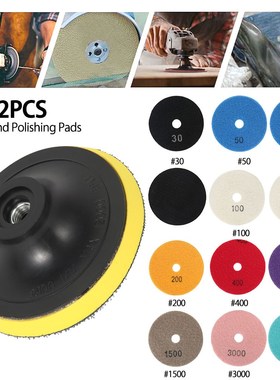 12pcs 4Inch Diamond Polishing Pad Kit 100mm Dry/Wet Polishin