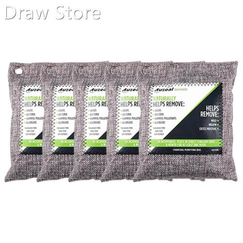 5 Packs Charcoal Odor Eliminator Bags Activated Bamboo Charc
