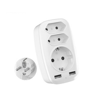 4000W USB Socket Adapter 5-in-1 Multiple Plug 3 Way Multi Pl
