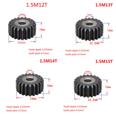 1PCS 45# Steel 1.5 Modulus 12T-27T Spur Gear Pinion/Metal Ge