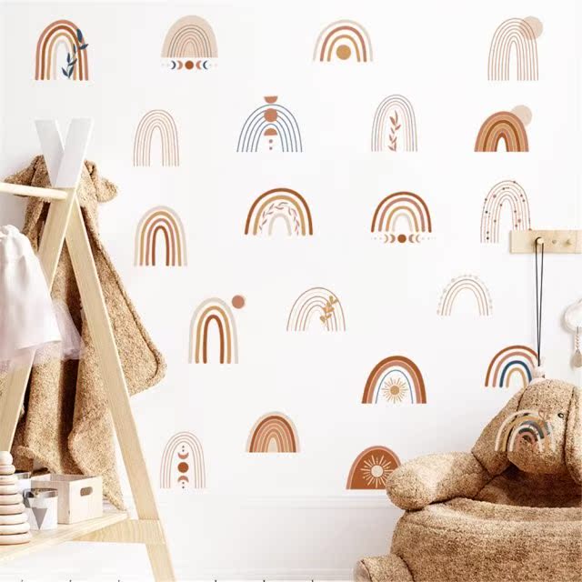 Nordic Rainbow Cloud Wall Stickers For Kids Rooms Aesthetic