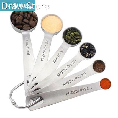 6Pcs/Set Measuring Spoons Stainless Steel Folding Coffee Sp