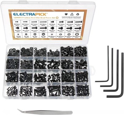 Electrapick 1200pcs Screws Screws Washers Nut Set M2 M3 M4 M