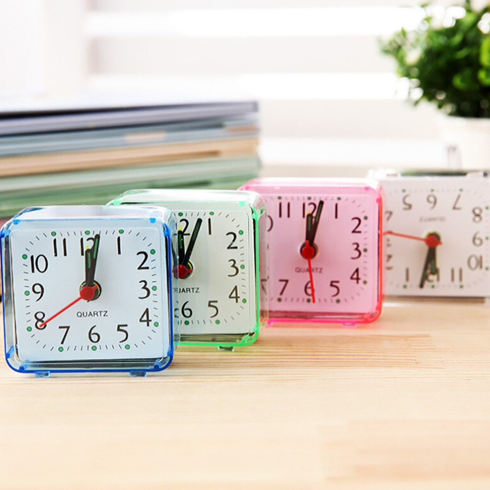 1PC Alarm Clock Student Square Small Bed Compact Travel Qua