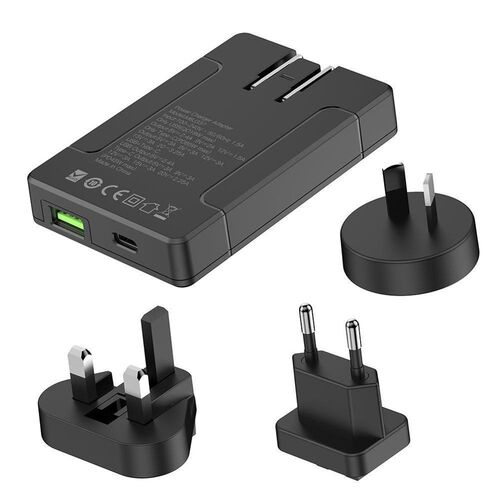 ESSAGER EU US UK 65W Dual Fast Wall Charger PD 3.0 USB C Fol