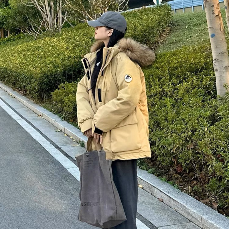 冬季新款工装羽绒棉服女韩系宽松设计感情侣小个子加厚冲锋衣外套