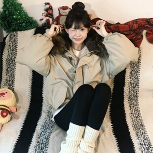 复古派克服加厚大毛领棉袄外套 韩系宽松棉服女美式 2025年冬季 新款