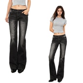 @SOHOT美式 子女 显瘦怀旧喇叭裤 复古低腰辣妹微喇牛仔裤 女修身