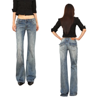 辣妹不贴腿喇叭裤 女2025新款 复古低腰微喇牛仔裤 @SOHOT美式