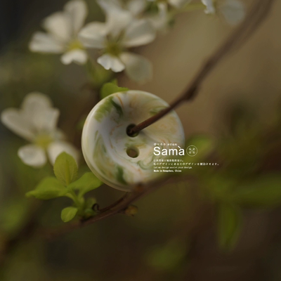 SAMA 分绿 内凹颜料盘晕染微厚清新淡雅春夏纽扣