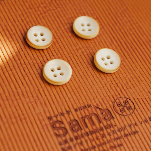 SAMA 风铃 日系内凹烧边简约棉麻春夏果实衬衫扣