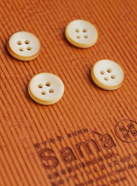 SAMA 风铃 日系内凹烧边简约棉麻春夏果实衬衫扣