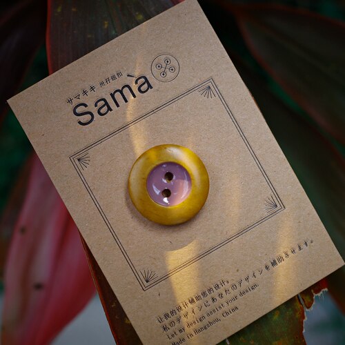 SAMA 乌洋芋 鼓圆边内凹人工点色工艺田园复古俏皮紫粉木系牛骨扣