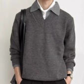 ZETITI 假两件V领仿羊绒polo氛围感老钱毛衣加厚保暖慵懒长袖 潮