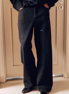 VUJADE010全棉cleanfit牛王ken同款黑色做旧水洗直筒牛仔裤潮男