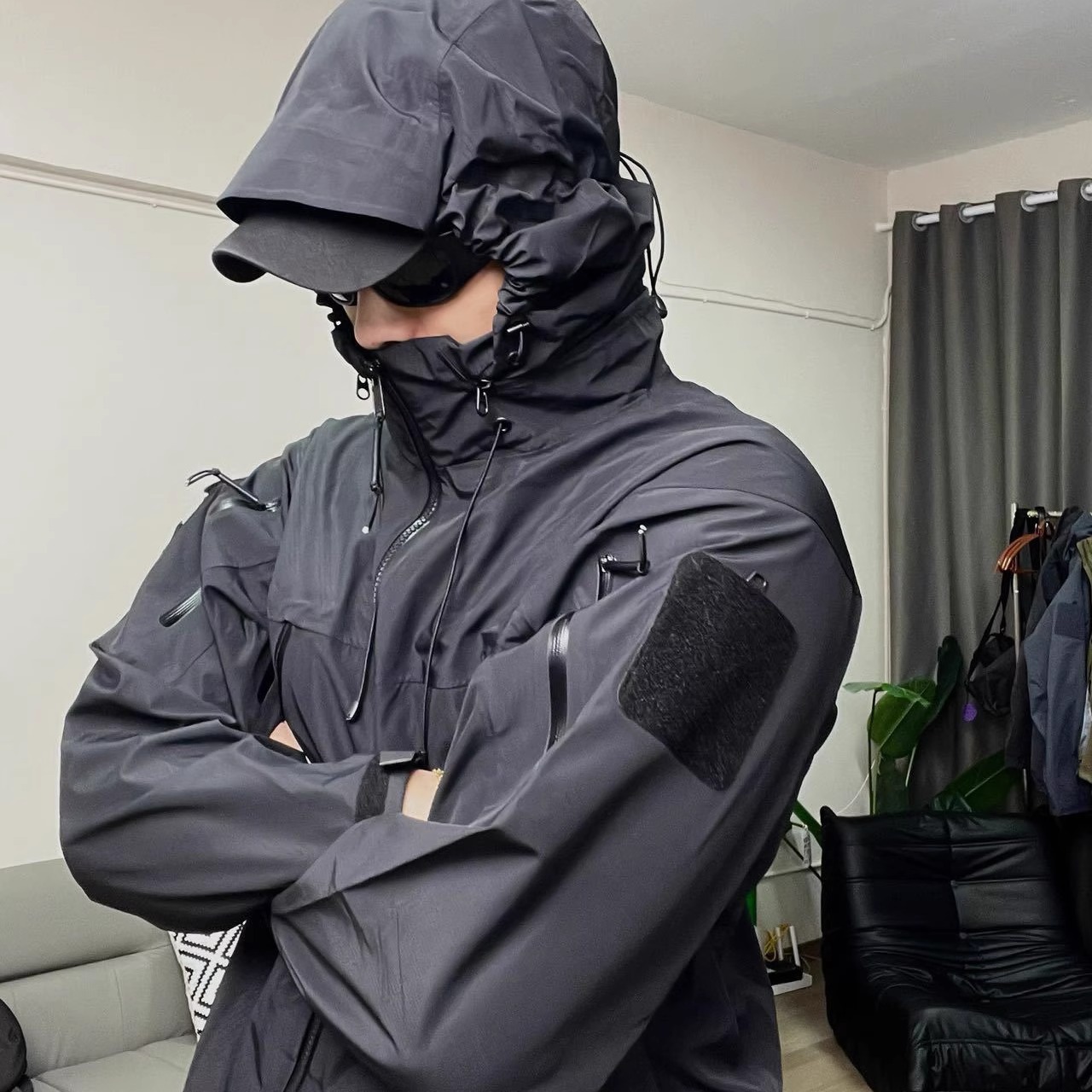 可收纳帽军鸟硬壳三防拉链冲锋衣