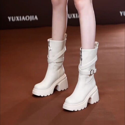 真皮马丁靴女增高小个子瘦瘦靴女