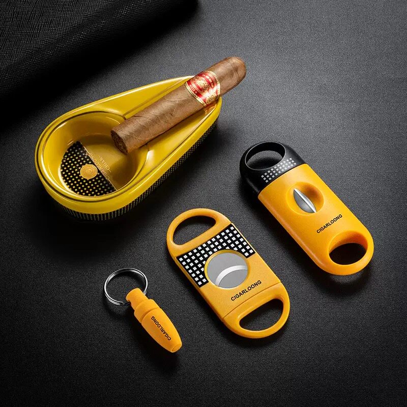 雪茄剪工具套装剪烟器陶瓷烟灰缸多功能烟具配件雪茄剪钳四件套