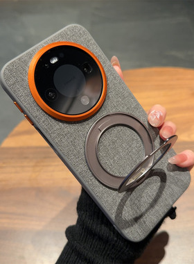 【布纹磁吸旋转支架】适用华为mate80pro手机壳磨砂灰色保护套mate80新款支点壳高级感mate80promax全包边