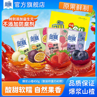 奥赛爆浆山楂儿童休闲零食蜜饯山楂糕草莓蓝莓秋梨百香果450g散装
