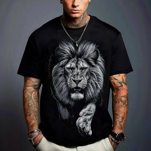 Fashion animal 3D printed T-shirt for men时尚动物3d印花T恤男
