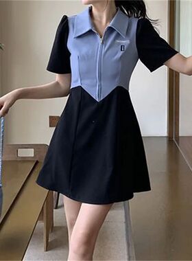 POLO neckline waistband short sleeved skirt POLO领收腰短袖裙