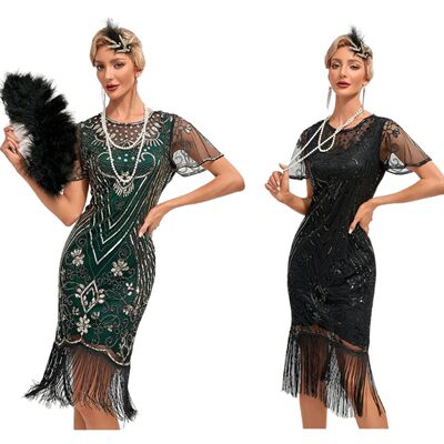 Vintage sequin dress, banquet dance drress复古礼服宴会舞裙