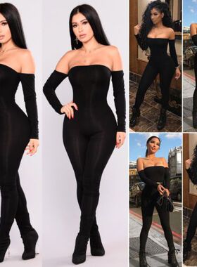 Fashion one-shoulder strapless jumpsuit 时尚一字肩裹胸连体裤