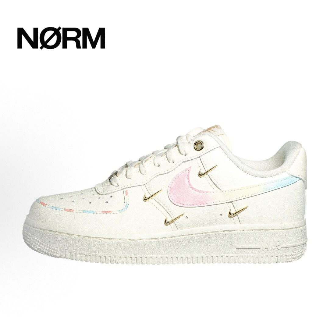 【定制球鞋】NikeAir Force1四勾空军DIY 彩虹糖低帮板鞋女白粉色