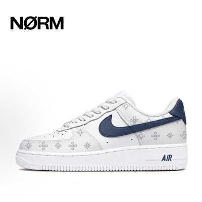 【定制球鞋】NikeAirForce1空军一号手绘DIY蓝花序 情侣低帮 板鞋