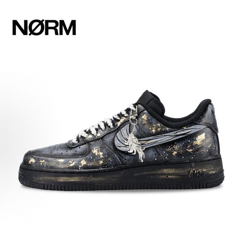 【定制球鞋】Nike AirForce1夜焰金翎国风手绘晕染 渐变 低帮板鞋