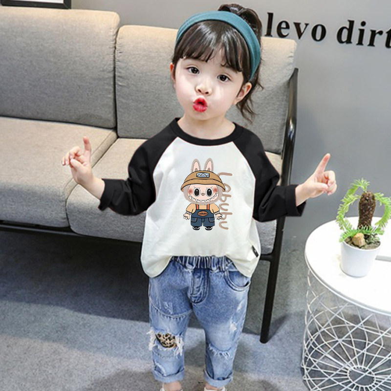 拉布布撞色纯棉长袖t恤女童2026新款春秋爆款儿童卡通ins上衣打底,童装/婴儿装/亲子装,T恤,淘宝优惠券,粉丝福利购,淘宝优惠卷