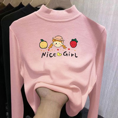 女童秋冬季半高领德绒打底衫