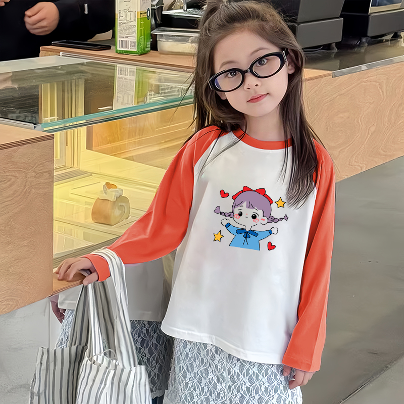 女童长袖t恤2025新款儿童春秋款上衣韩版中小童小宝宝纯棉打底衫