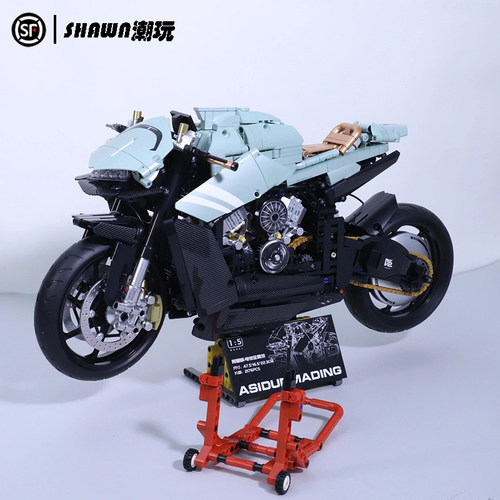 电镀阿斯顿摩托拼装玩具中国积木