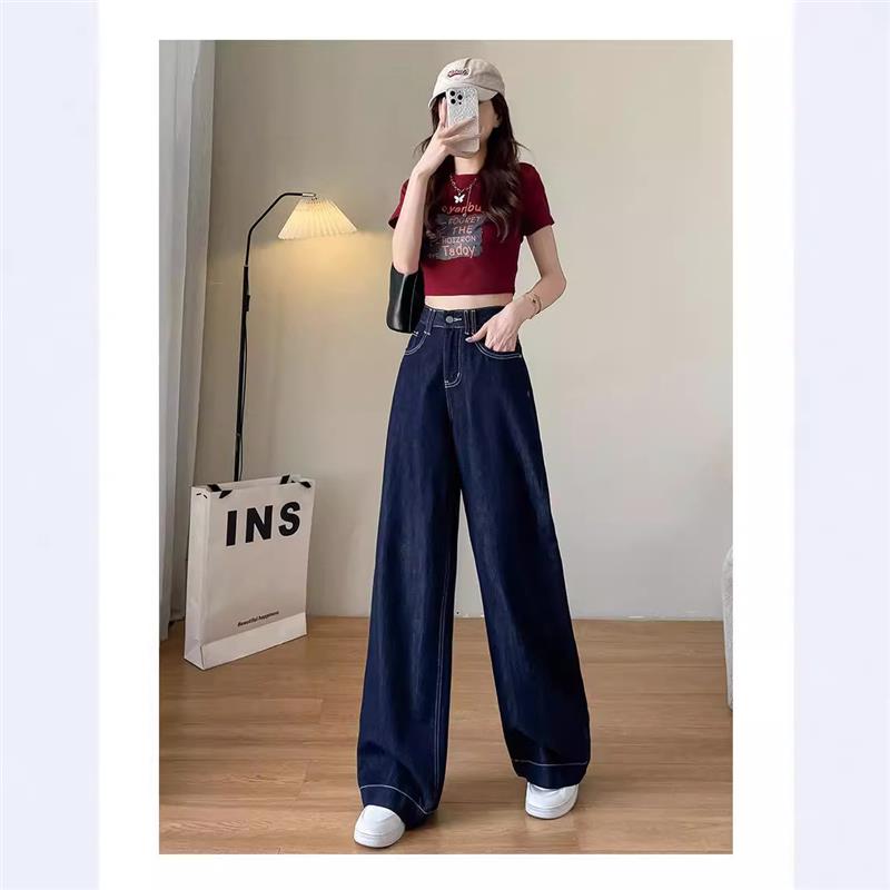 天丝阔腿牛仔裤女夏天薄款2025年新款显瘦垂感辣妹直筒冰丝裤子女