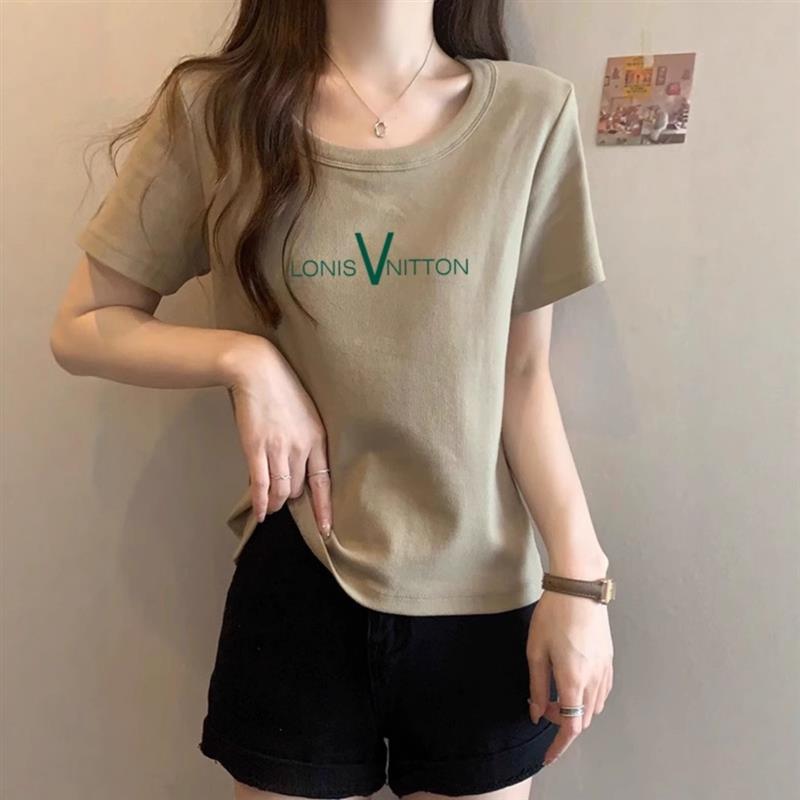 大码女装遮肚子显瘦胖mm短袖t恤打底衫夏季宽松百搭棉正肩上衣