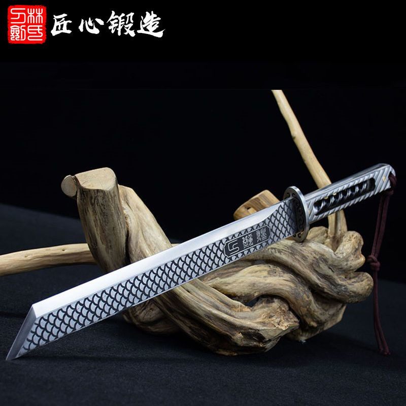 龙鳞刀龙泉一体锻打唐横刀短款刀具户外车载防身锻炼冷兵器未开刃