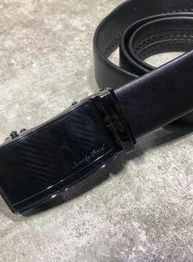 一线品牌撤柜男士黑色自动扣皮带压花商务男士合金头真皮牛皮腰带