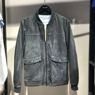 男装品牌(海家)秋冬季男士棒球领夹克男款休闲上衣外套麂皮绒皮衣